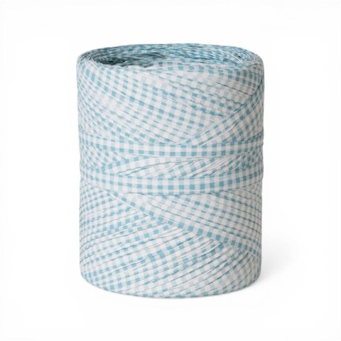 RAFFIA SPOLETTE 15MMX200M CELESTE BIANCO A QUADRI